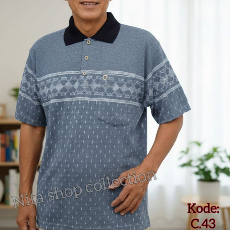 Atasan Kaos Kerah Polo Bapak Bapak Terkini / Baju Pria Dewasa Kerah polo Bisa COD / Bahan Adem Nyama