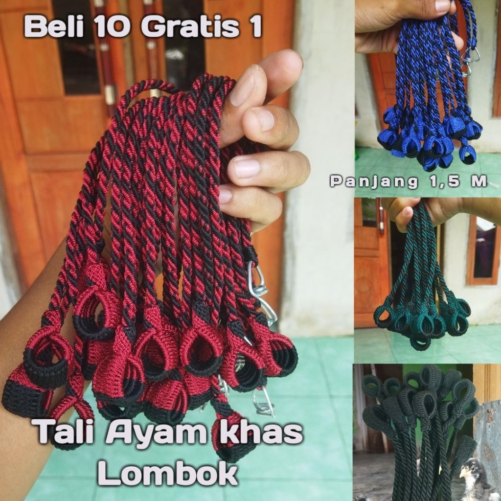 Beli 10 Gratis 1 Tali Ayam Philipin & Tali Ayam Hutan.Panjang 1,5 Meter