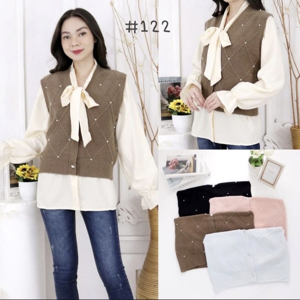 Blouse Vest Rajut Pita Elegan Korean Style