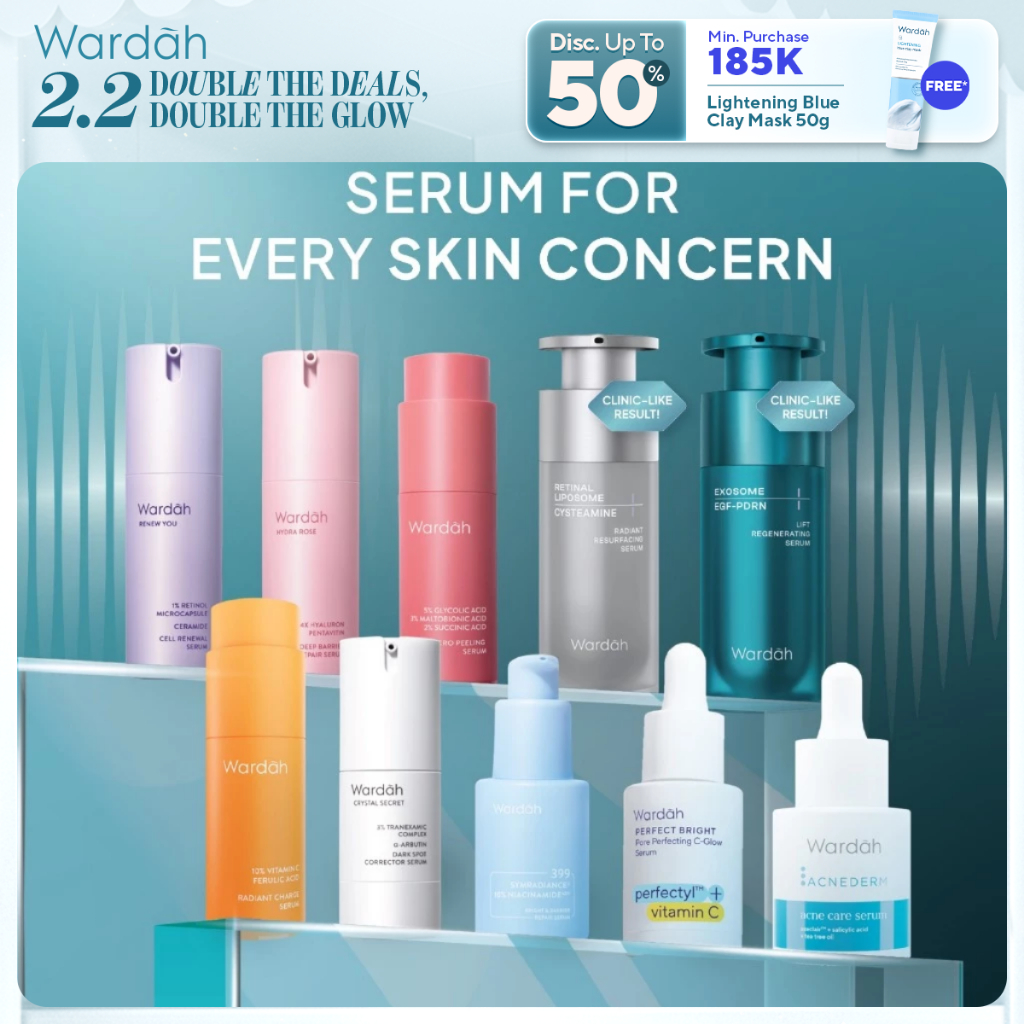 WARDAH Serum Complete Series For Every Skin Concern - Exosome PDRN Serum Tosca, Retinal Serum Silver