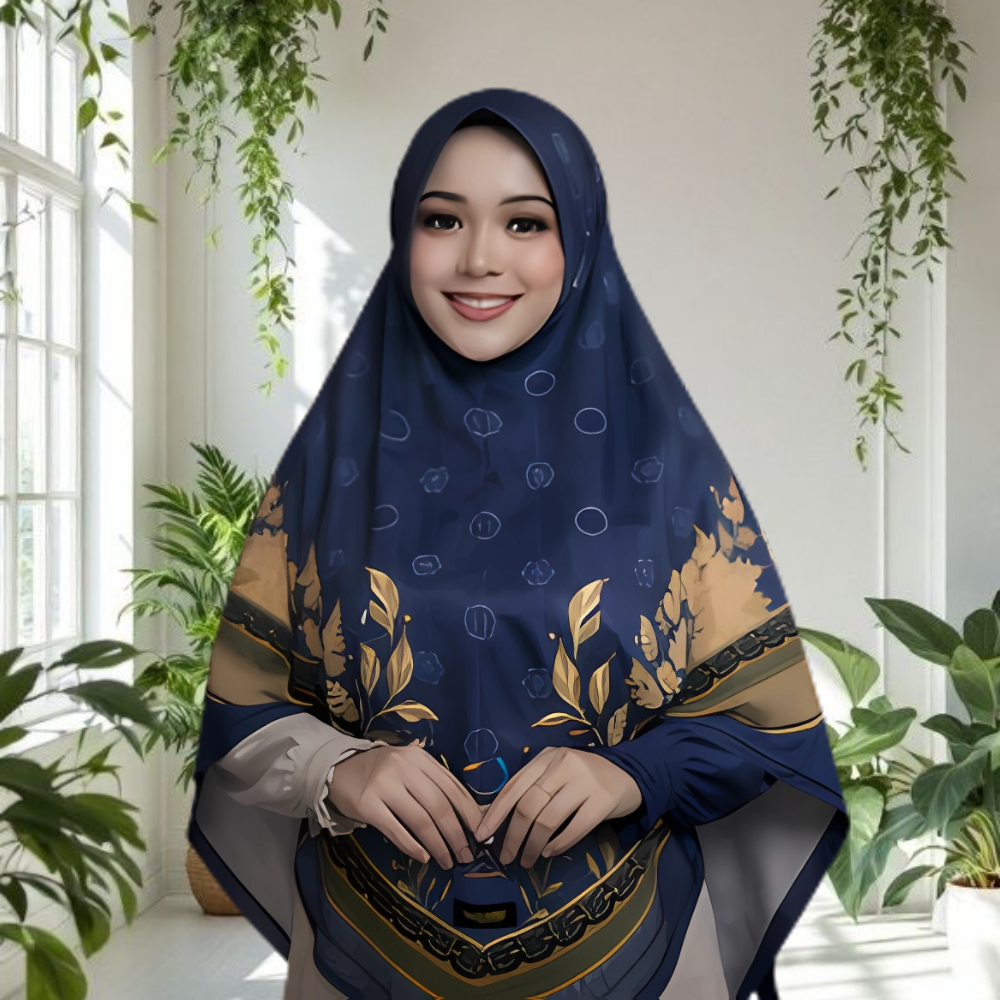 FAIZA Hijab Bergo Motif Khairan Printing Jumbo Jersey Premium/Jilbab Instan /Krudung Bergo Jumbo