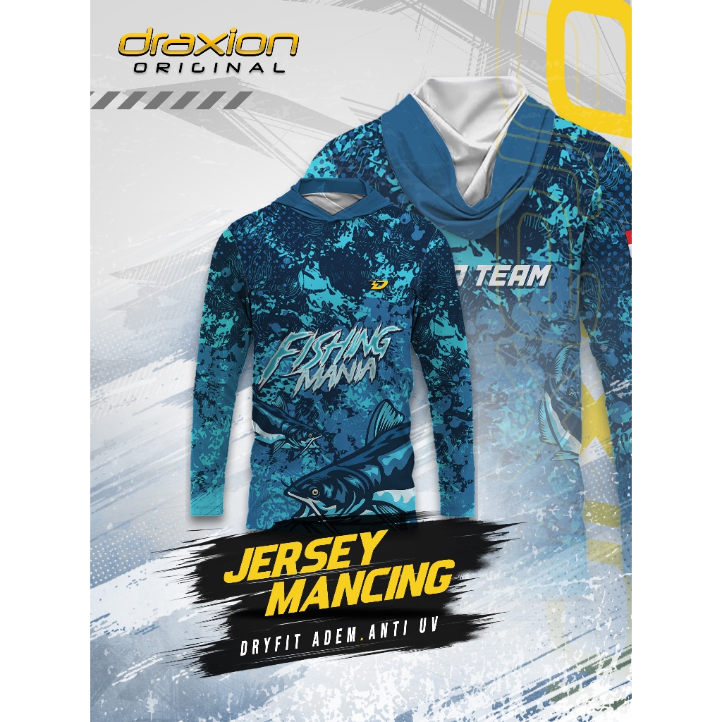 Jersey Mancing Hoodie Dryfit Draxion – Baju Mancing Lengan Panjang Anti UV Quick Dry