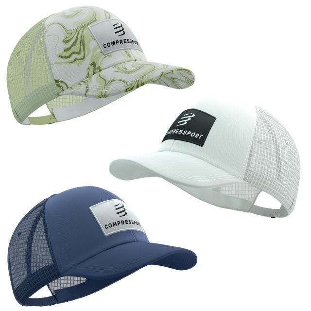 Topi Running Compressport Trucker 6P Cap - Indigo / Sugar Size Unisex