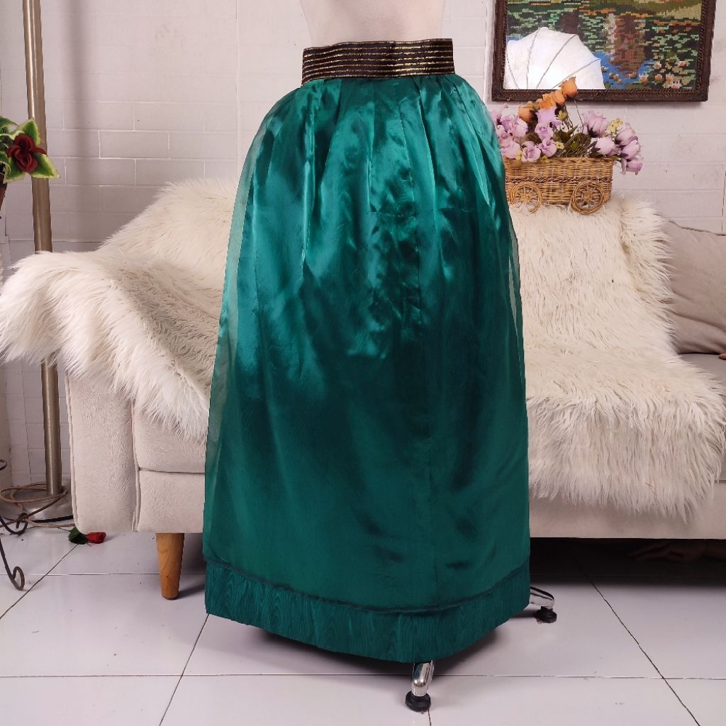 rok panjang rok hijau panjang rok organza hijau rok hijau emerald