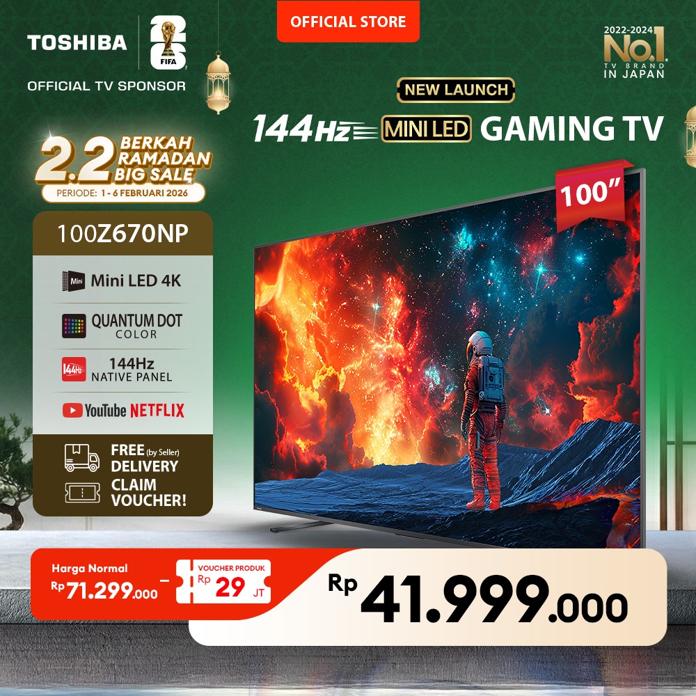 [4K Mini LED 144Hz] [FREE BRACKET] Toshiba GAMING TV 100" 144Hz 4K UHD Smart TV - Dolby Vision IQ an
