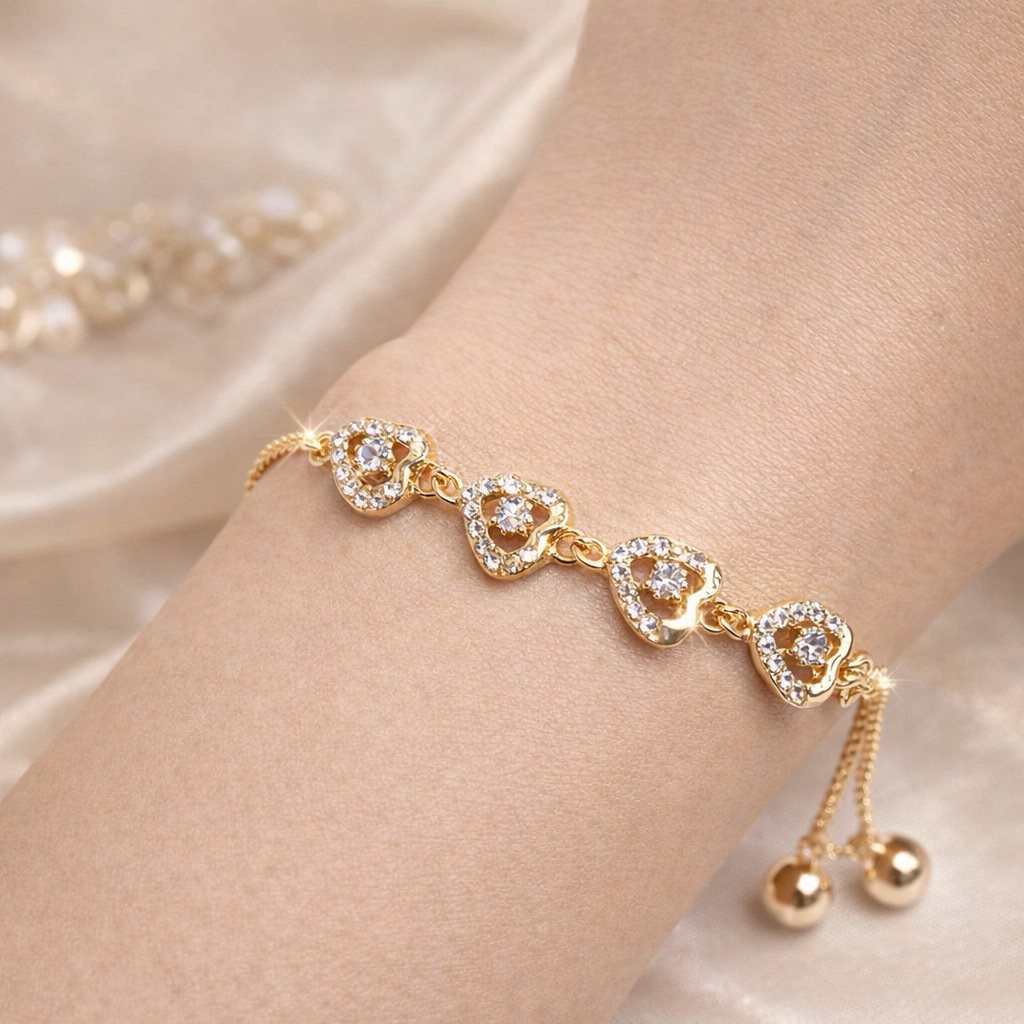 Gelang Tangan Wanita Titanium Lapis Emas Gelang Serut