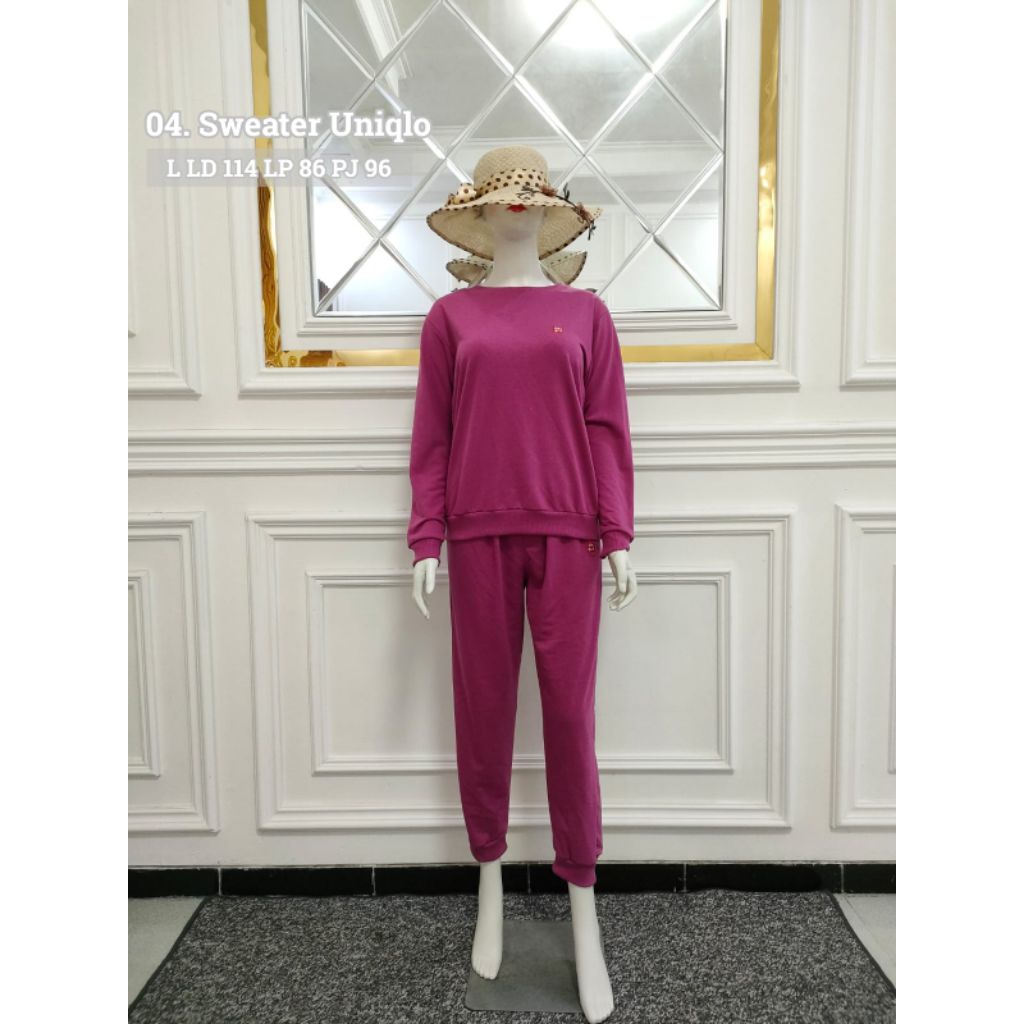 Setelan Uniqlo Setelan Celana Olahraga Wanita Lengan Panjang/Setcel Olahraga Muslimah/One Set Wanita