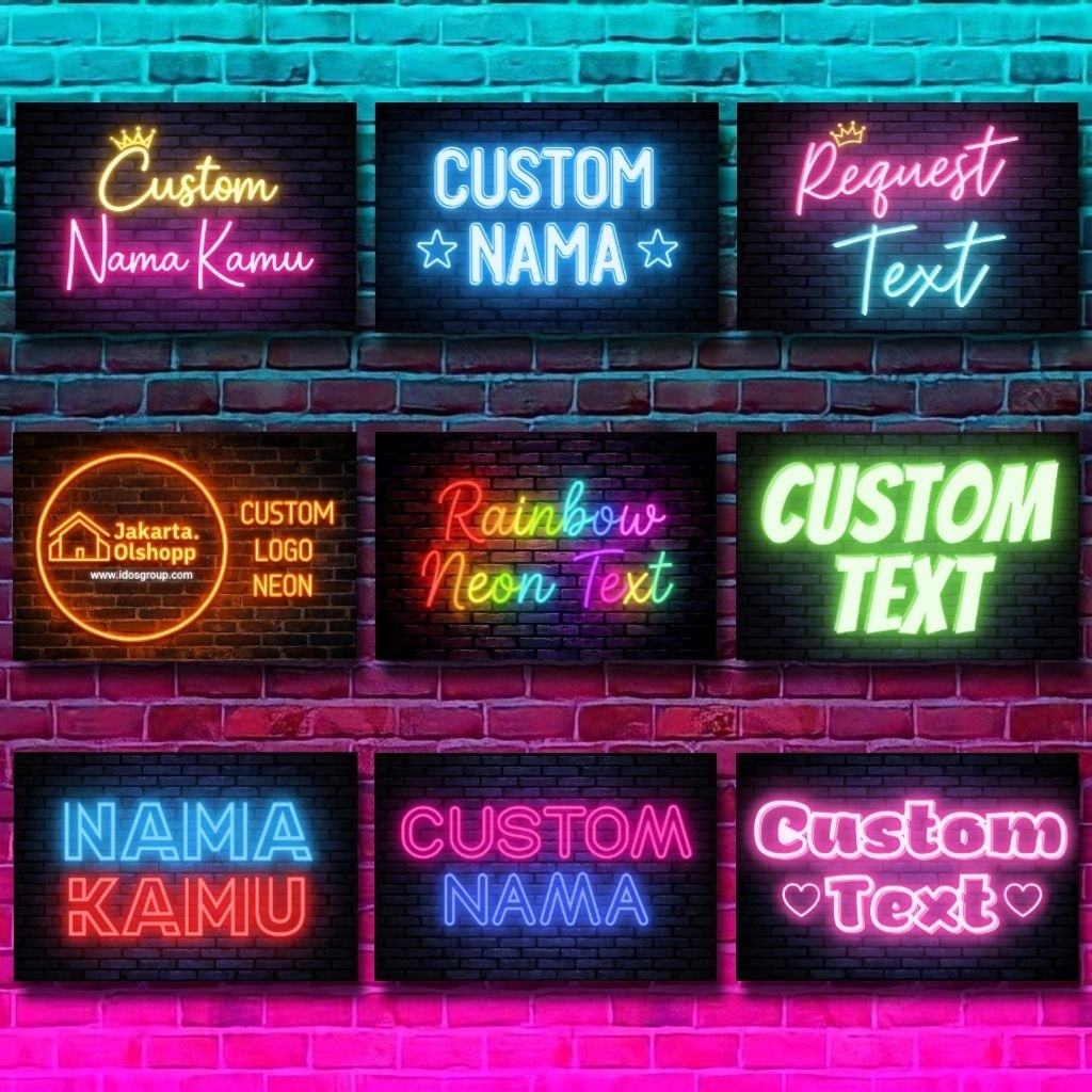 Custom Text Neon Poster kayu | pajangan dinding aesthetic | background live | background studio