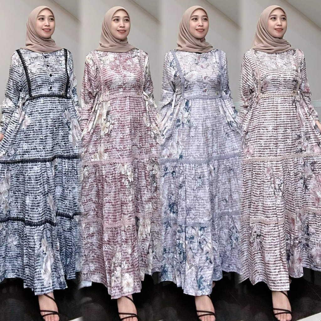 READY STOK SALVINA MIDI JAGUAR TALI SAMPING MOTIF BUNGA