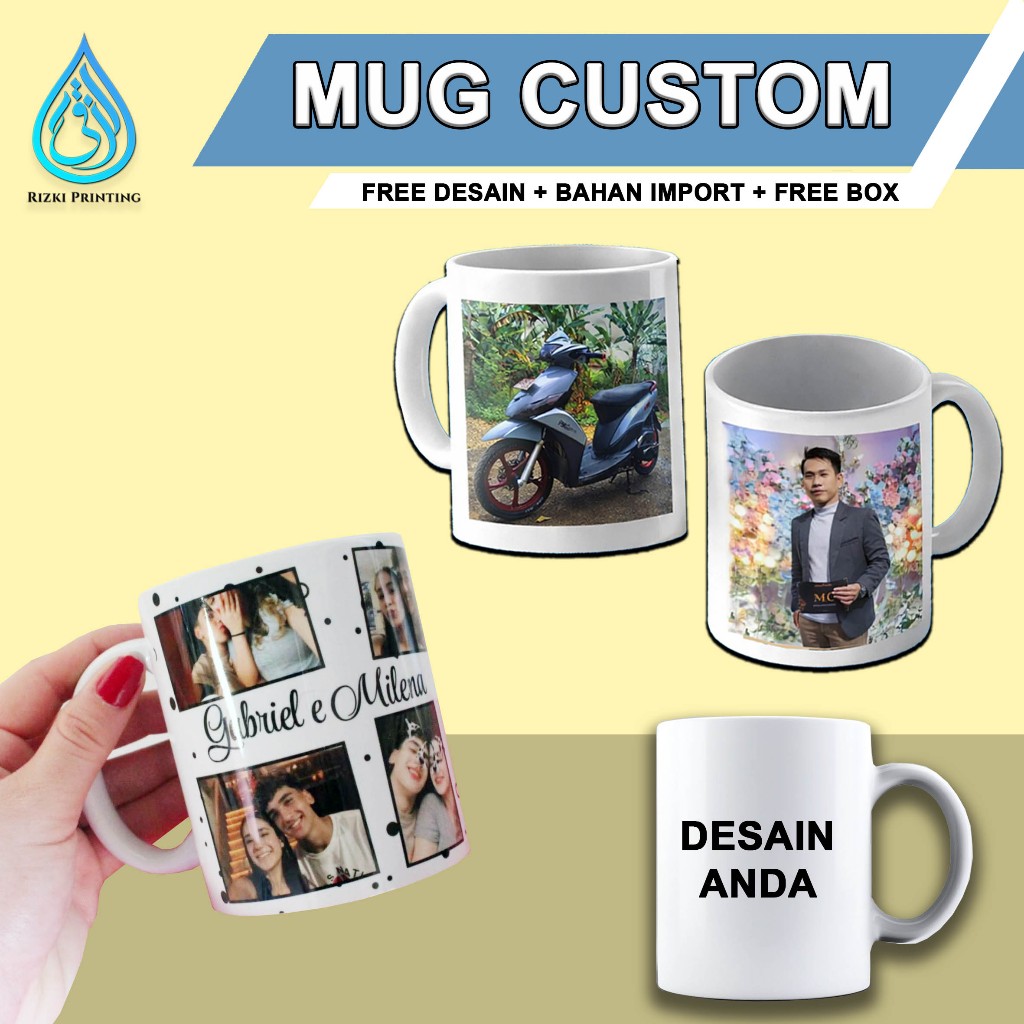 Free Desain Mug/Gelas/Cangkir Custom Foto Suka-suka Souvenir Pernikahan Kado Ulang Tahun