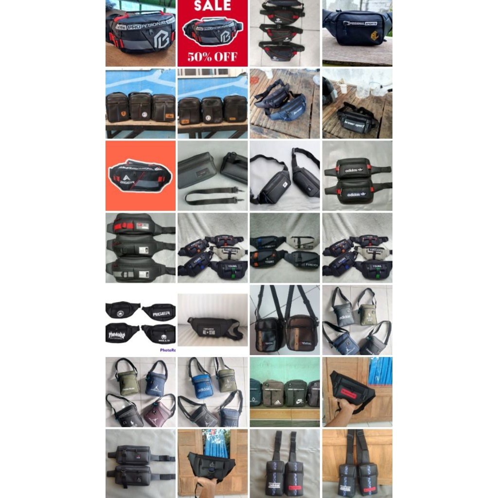 Tas Selempang & Waistbag Pria Paket Usaha Lusinan Dapet 12 Tas Mix Model