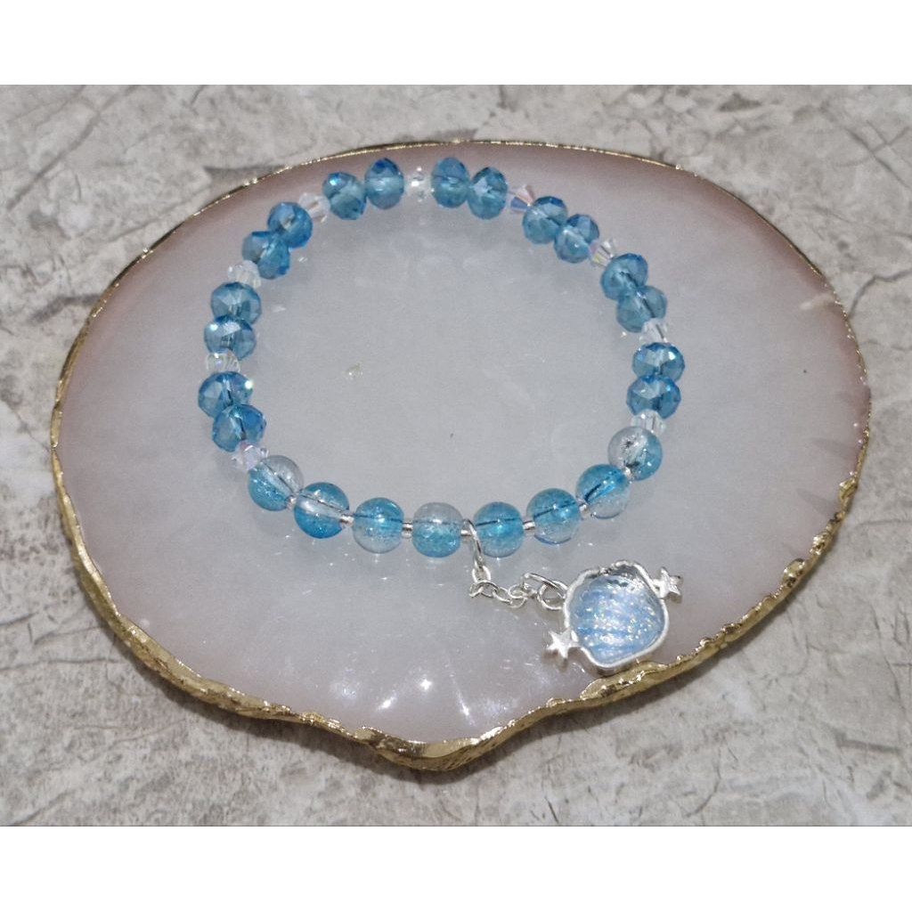Gelang Manik Kristal Blue Ocean | Gelang Biru Laut
