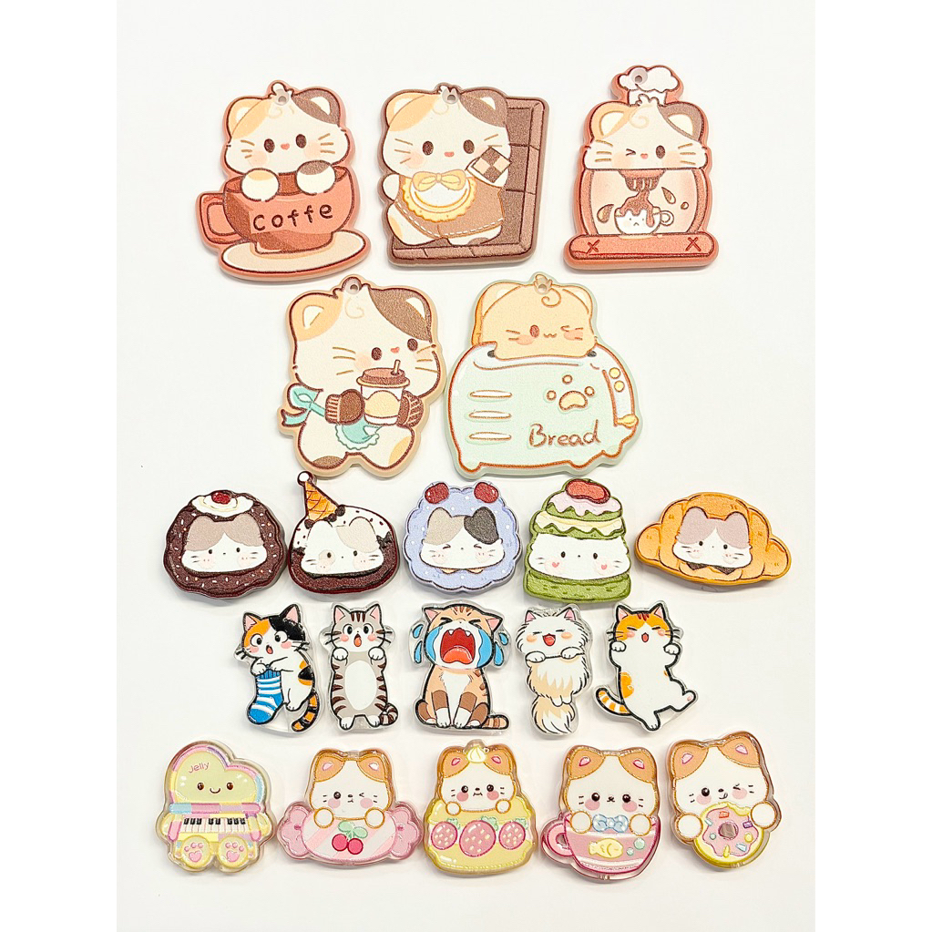 Manik Akrilik Timbul Binatang Kucing / Beads Cat Charm and Lubang Tembus