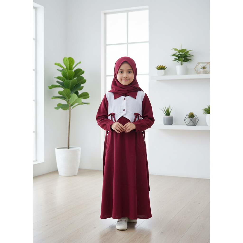 //ADL//BAJU  GAMIS ANAK SABRINA KIDS SET HIJAB TERBARU VIRALL UKURAN M L XL XXL