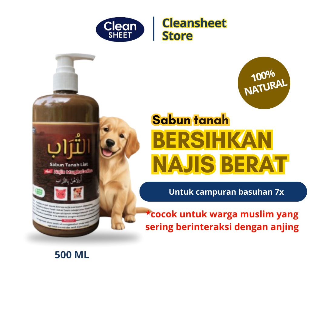 Sabun tanah liat anti najis anjing atau najis berat cleansheet at turab