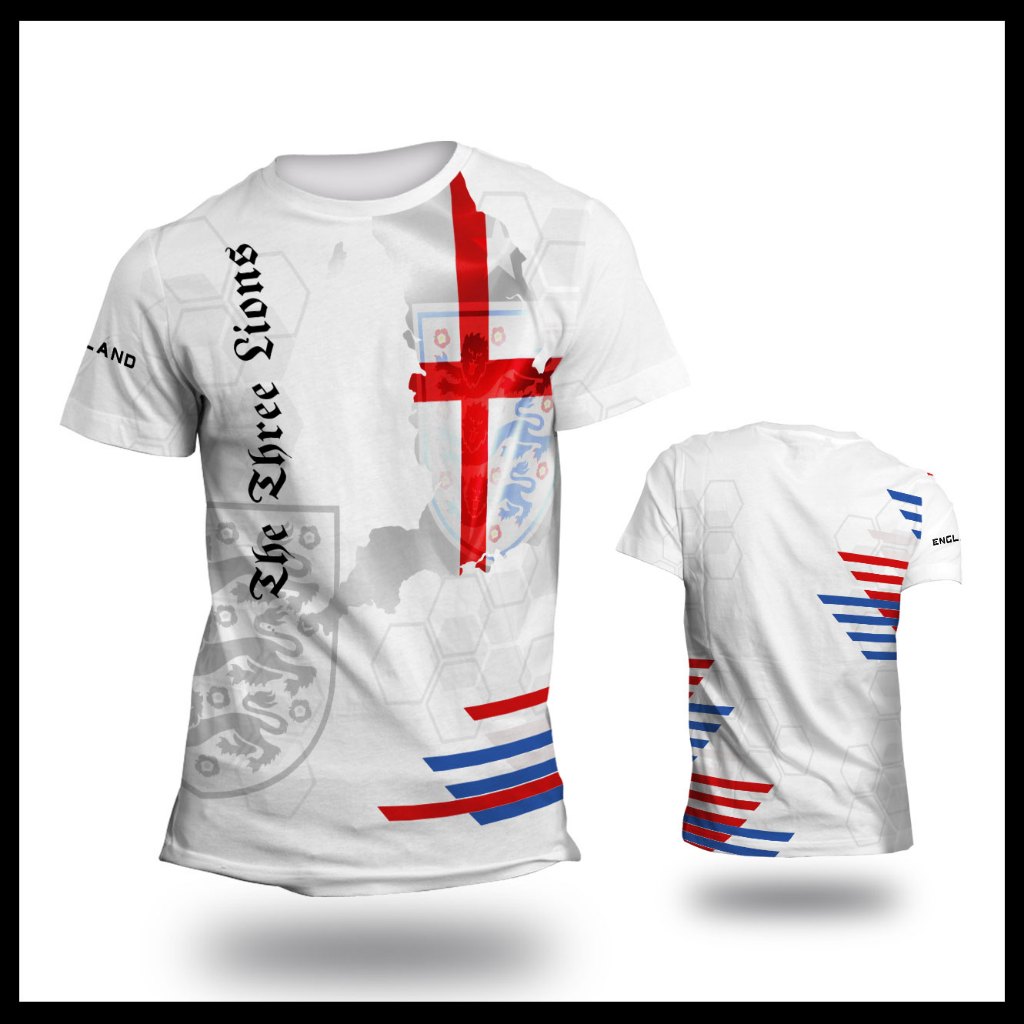 Kaos Tim England Kasual World Cup 2026 Dewasa Art -1 full Printing - The Luminos -