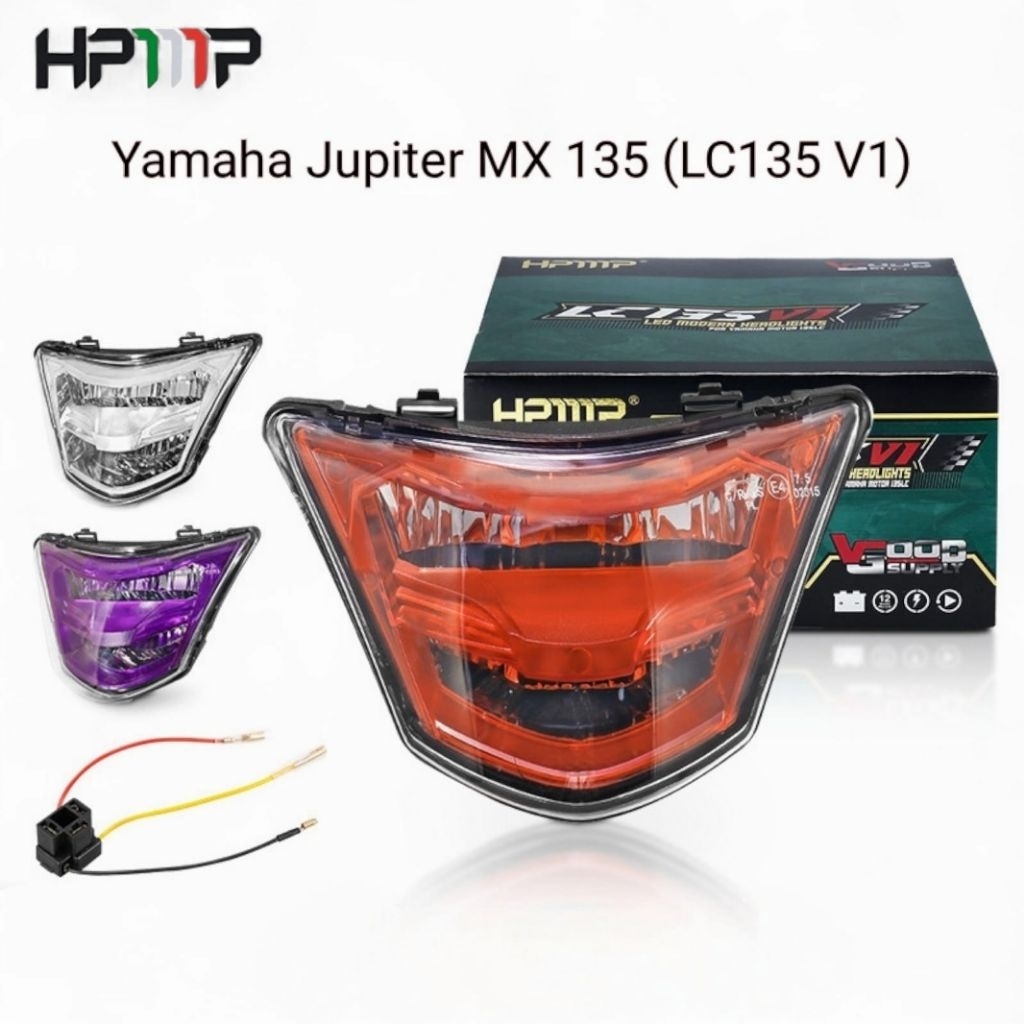 HPMP Lampu Depan Motor Yamaha Jupiter MX 135 LC135 V1 LED Transparan untuk Lampu Jauh dan Dekat
