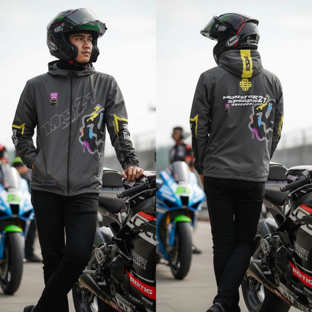 Jaket runing Racing Pria Wanita edisi terbaru Bahan Lotto Printing