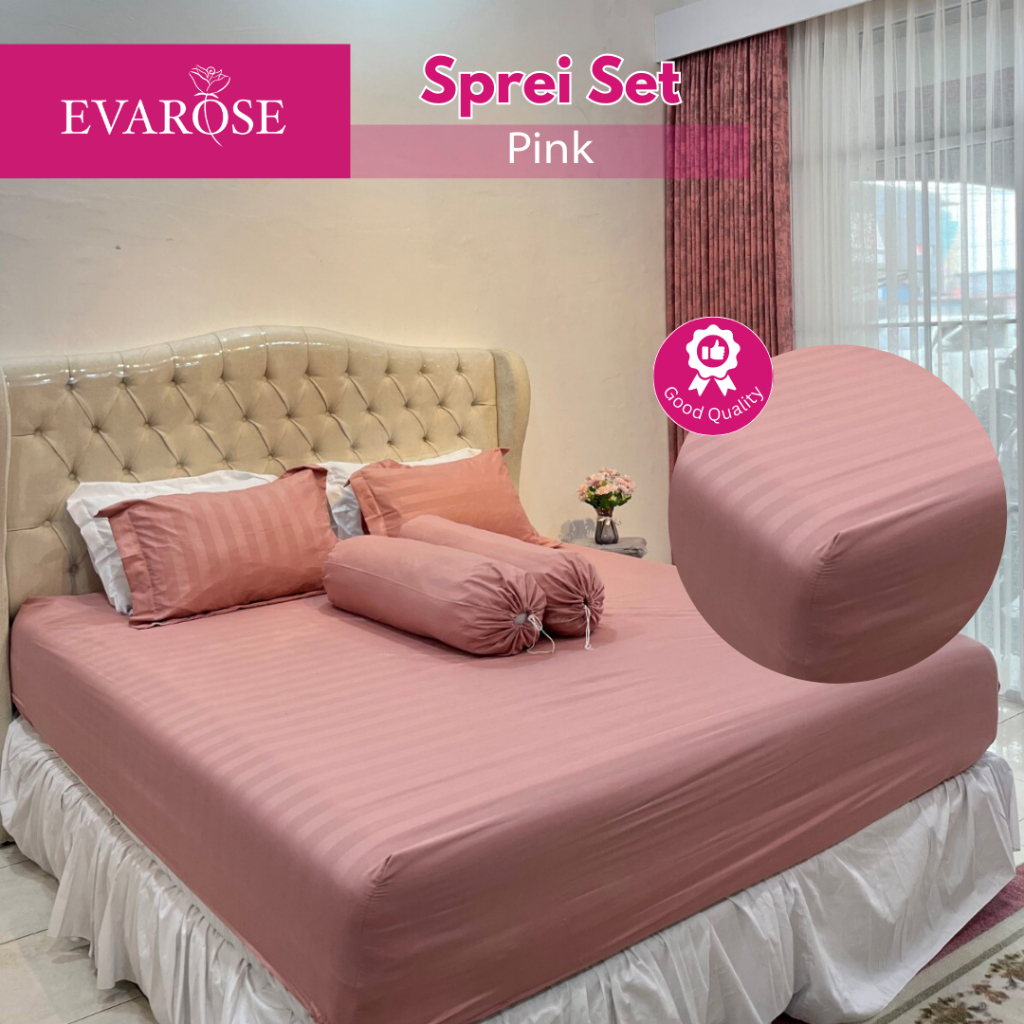 EVAROSE - SPREI SET T30 POLOS SARUNG GULING DAN SARUNG BANTAL BERBAGAI UKURAN DOUBLE KARET ANTI GESE