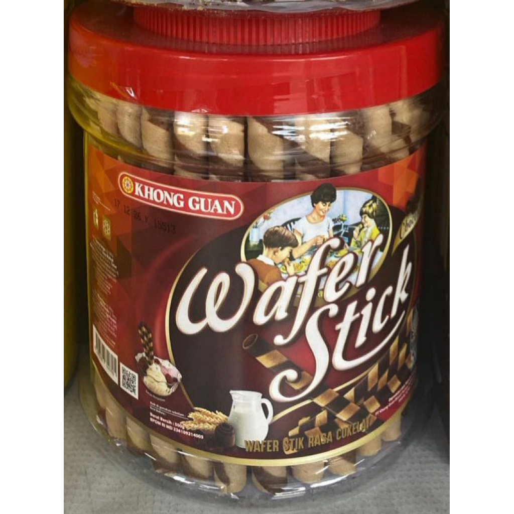 Khong Guan Wafer Stik Coklat 500gr - Rasa Cokelat Gurih, Cocok untuk Topping, Camilan Renyah