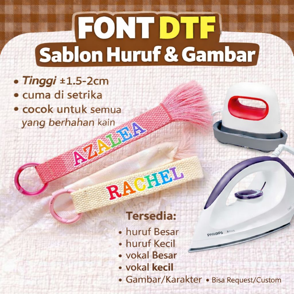 font dtf sablon/font alphabet dtf/sablon nama webbing/sablon huruf webbing keychain siap tempel full