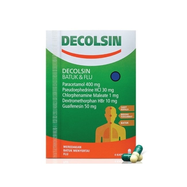 Decolsin 4 Kapsul - Obat Flu dan Demam dengan Paracetamol, Chlorpheniramine, Dextromethorphan