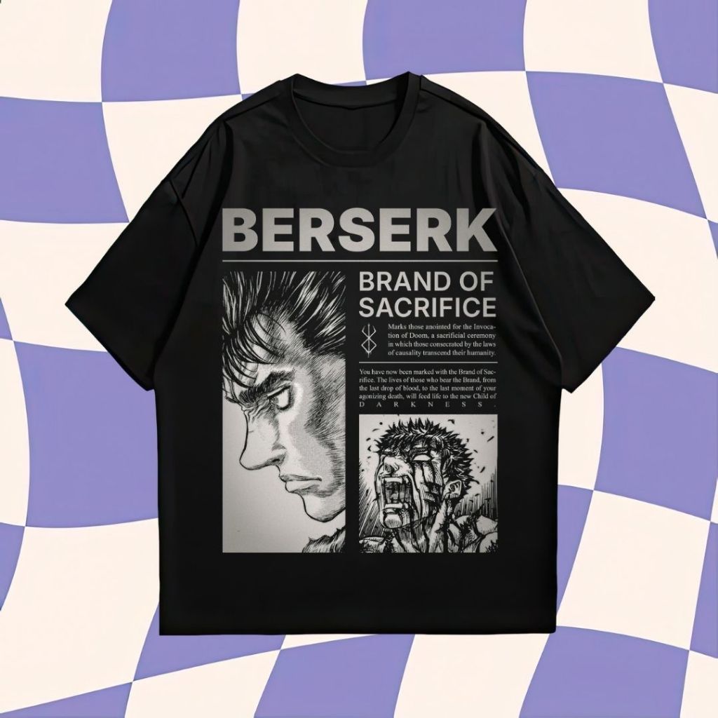 Purple Haze "Berserk Brand of Sacrifice" Oversized T-Shirt | Black | Kaos Oversize | Vintage | Atasa