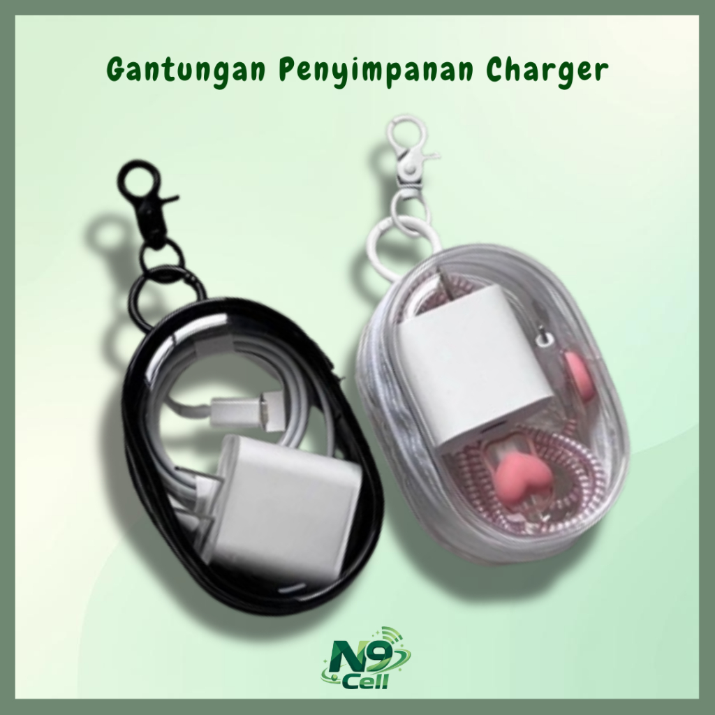 Gantungan Tas Penyimpanan Charger Cas HP Transparan-Desain Praktis, Kapasitas Besar, Gantungan Kunci