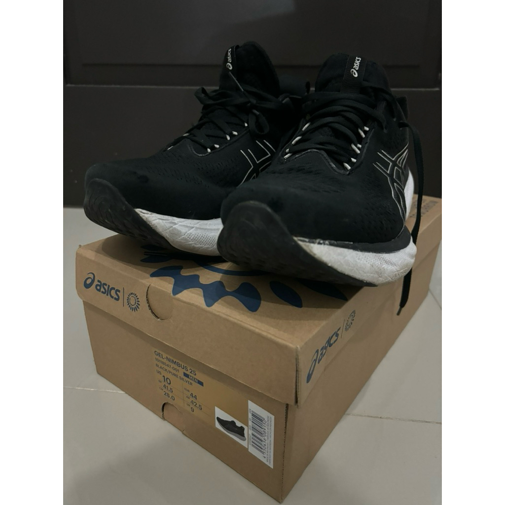 asics gel nimbus 25 black size 44