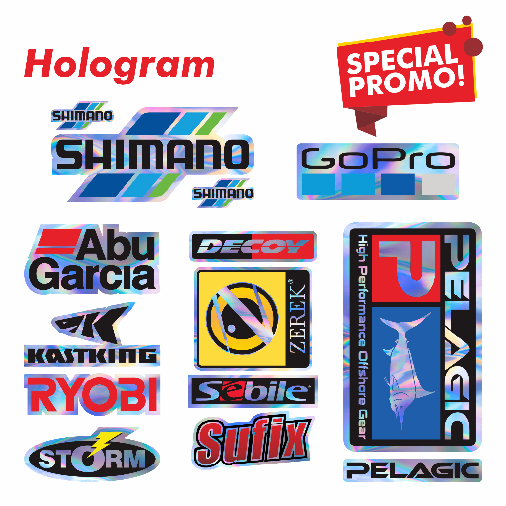 Stiker Pancing Hologram Brand Mancing Murah Untuk Tackle Box Kotak Umpan