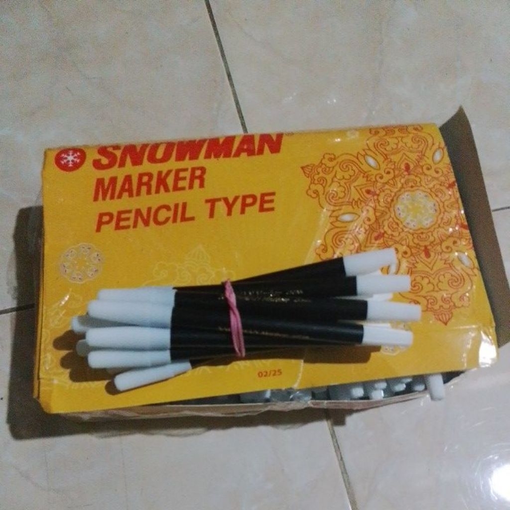 Spidol  snowman kecil hitam /merah/biru isi 12 pcs