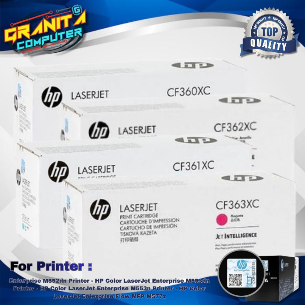 Toner LaserJet HP CF360XC CF361XC CF362XC CF363XC colour 508XC High Yield For Printer HP Color Laser