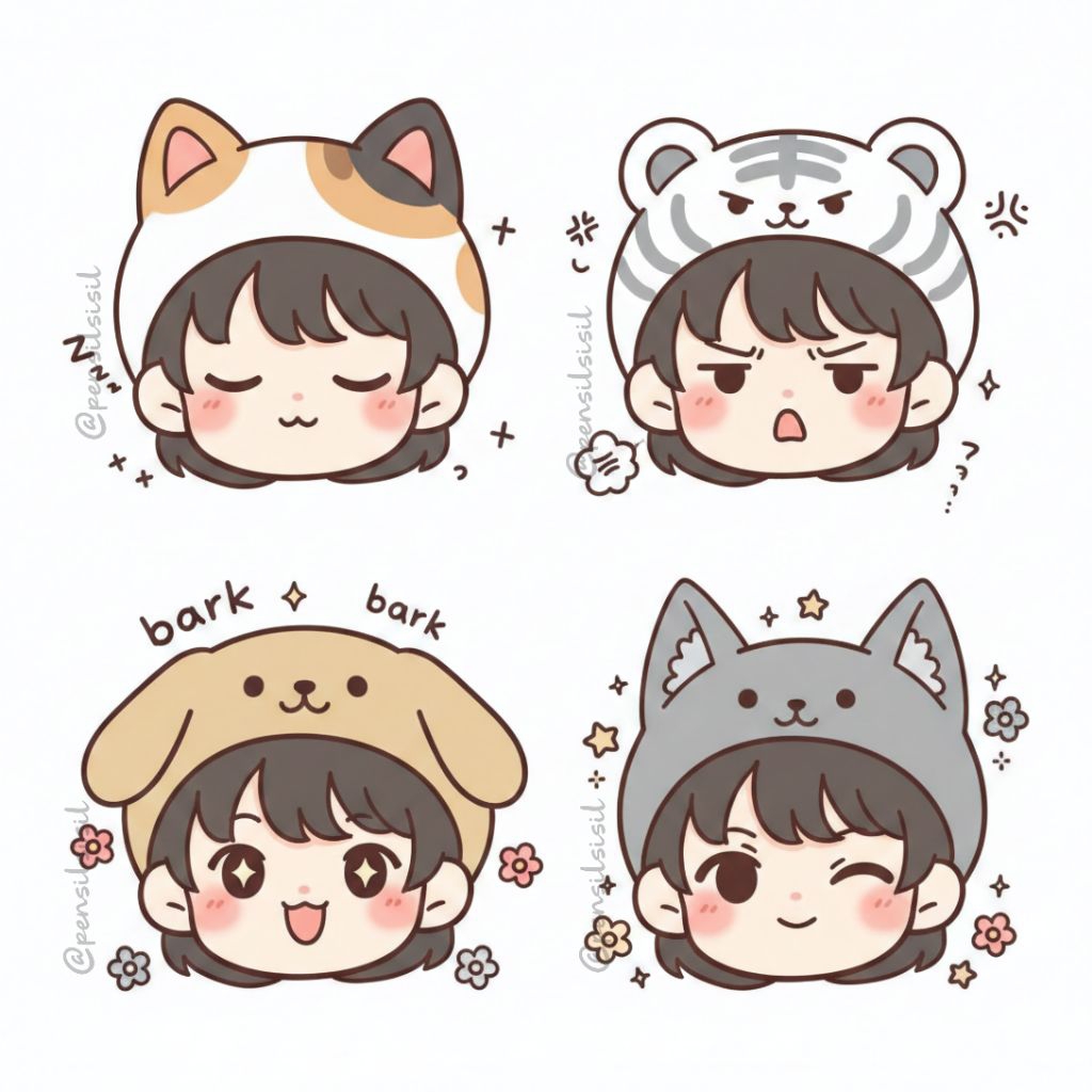 Ilustrasi Chibii 2D Ilustrasi Headshot Ilustrasi Icon