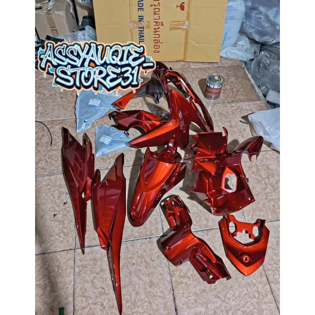 Full Set Cover Body Halus Honda Vario 125 Old/lama KZR Custom Warna Oren Candy
