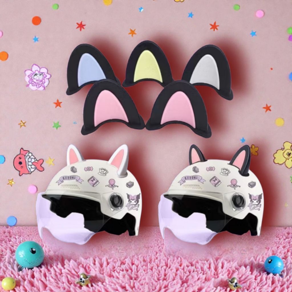 Aksesoris lucu Kuping Kucing untuk Helm dan sepeda listrik