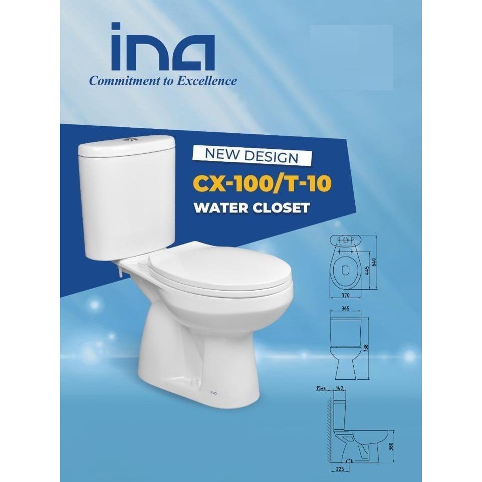 CLOSET DUDUK / DUOBLOCK INA CX-100/T-10 PUTIH NEW DESIGN