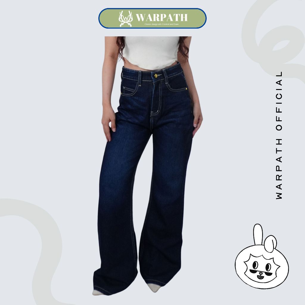 WARPATH - Highwaist Flare Jeans Swagboot Garment Blue Cutbray Jeans Denim Panjang Wanita Non Stretch
