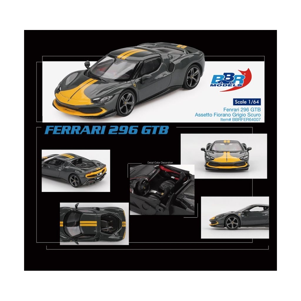 BBR Models Ferrari 296 GTB Assetto Fiorano Grigio Scuro  (BBRFER640007 - BBR Ferrari)