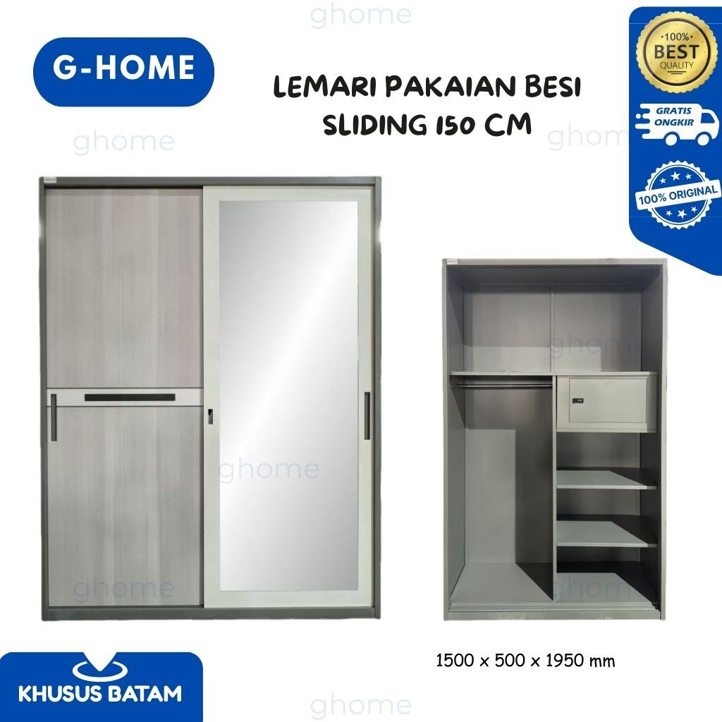 LEMARI PAKAIAN BESI SLIDING 150 CM