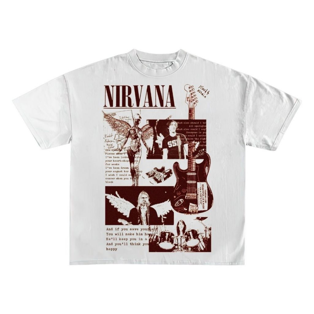 GORE NOTCH "NIRVANA" BOXY T-SHIRT | OVERSIZE T-SHIRT | WHITE | ATASAN | KAOS PRIA WANITA