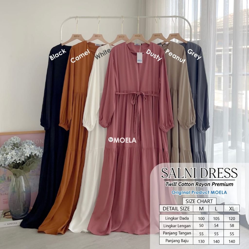 Gamis susun bahan rayon twill premium jumbo ld 120 original moela