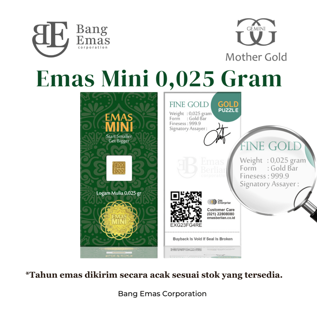Emas Mini 0,025 Gram - Bang Emas | Logam Mulia
