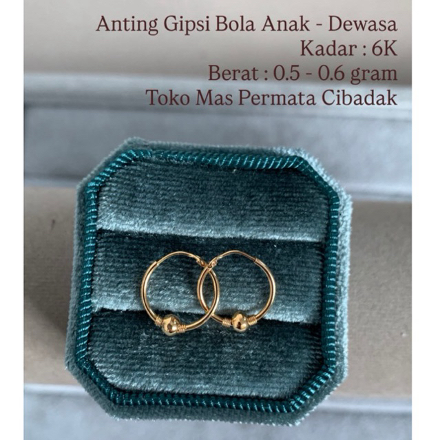 Anting Dewasa - Anting Bulat Dewasa - Anting Polos Dewasa - Kadar 6K - Anting Emas Asli - Perhiasan 