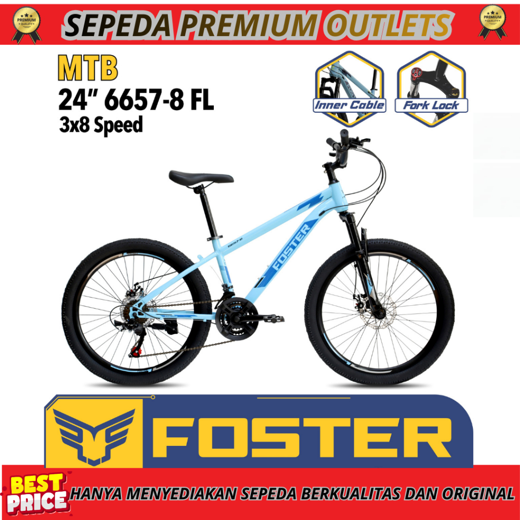 Sepeda MTB 24 Foster 6657-8 FL Sepeda Gunung 24 Inch