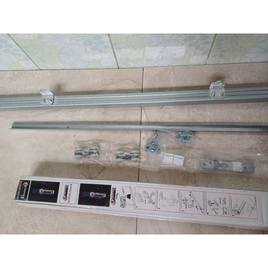 Rel Pintu Geser Bolzano J3 180cm Komplit Dengan Roda - Rel Pintu Sliding Bolzano J3 180cm