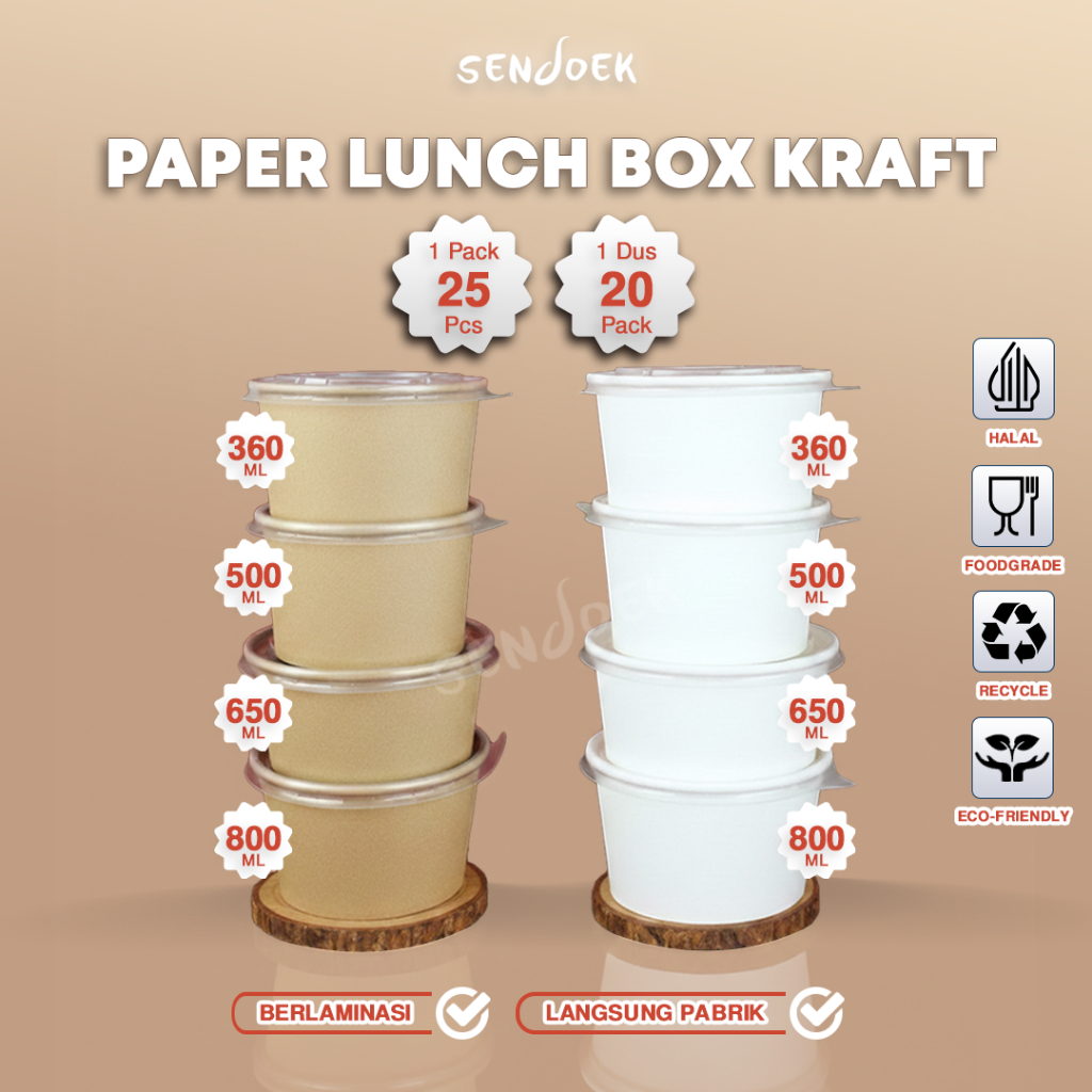 PAPER BOWL + TUTUP ALL SIZE | PAPER RICE BOWL | MANGKUK KERTAS PUTIH