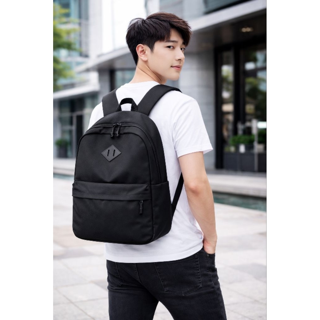 Tas Ransel Korea PRIA&WANITA POLOS TAS SEKOLAH/Backpack Tas Ransel Polos Hitam