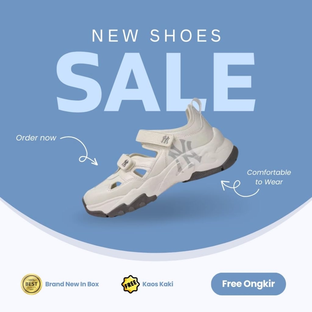 Sepatu Sandal MLB Bigball Chunky NY Yankees Mask Lux White