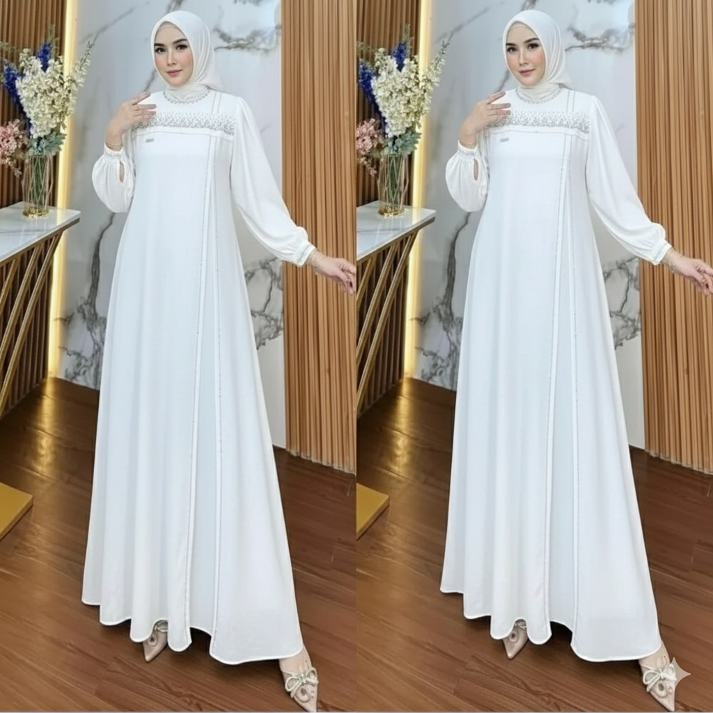 Best Deals Gamis Wanita Abaya Turkey Terbaru 2026 Emerald Blue Aylin Dress Aplikasi Payet Swaroski