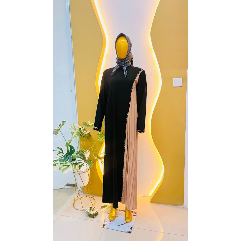BAZIA || Dress Mix Plisket Simple Elegan Mewah